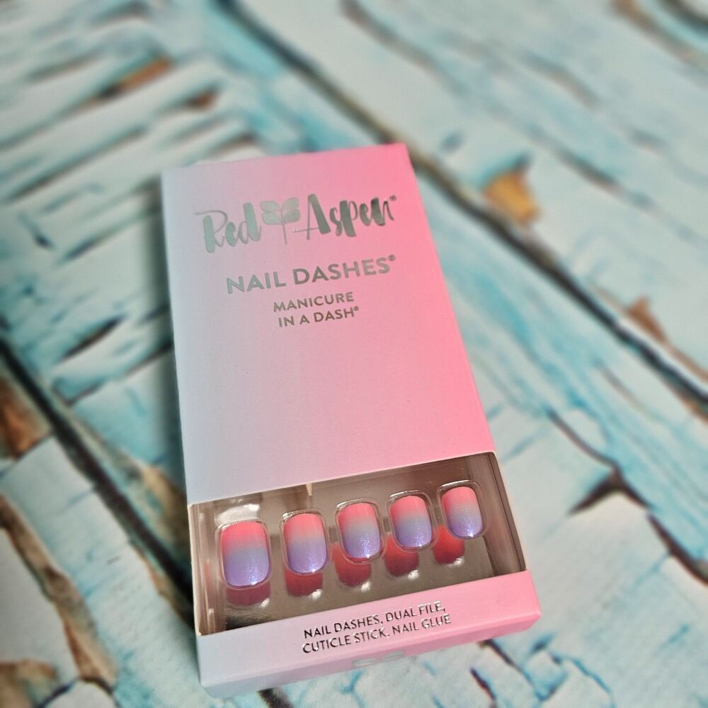 Red Aspen Nail Dashes Nathalie’s A Natural Petite Square Ombre Pink Purple New